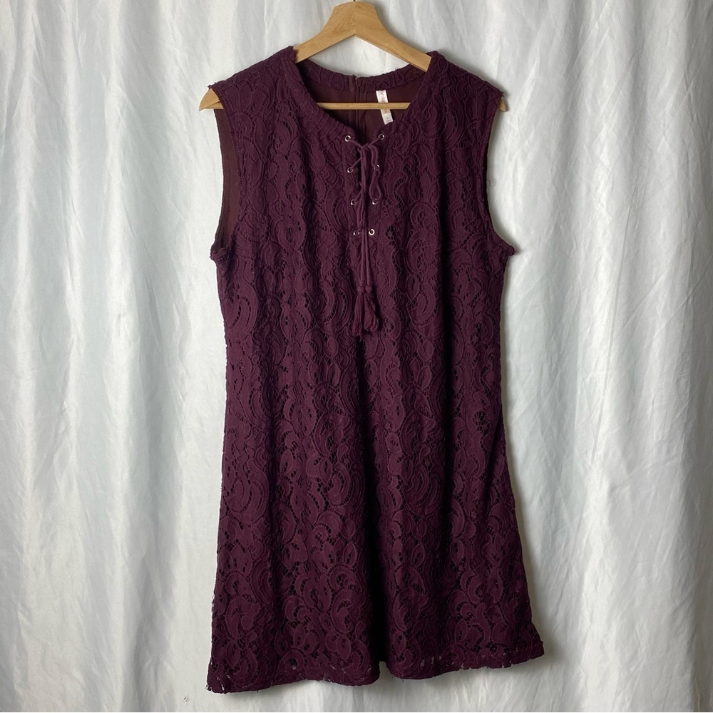 Xhilaration Women’s Lace Purple Sleeveless Tunic Dress Size Large